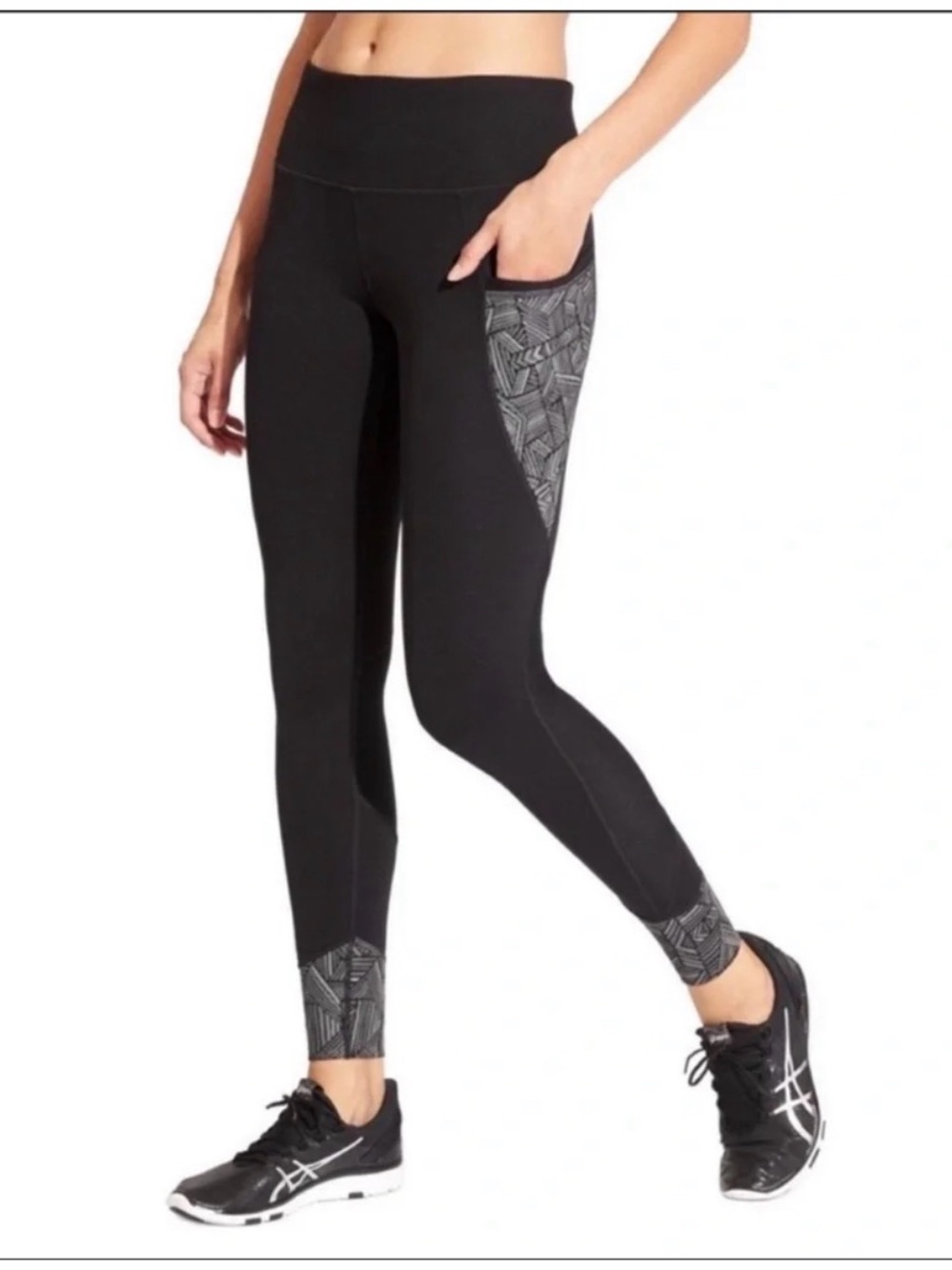 Athleta Relay Tight 2.0 Black Reflective Pocket Leggings Women’s XL